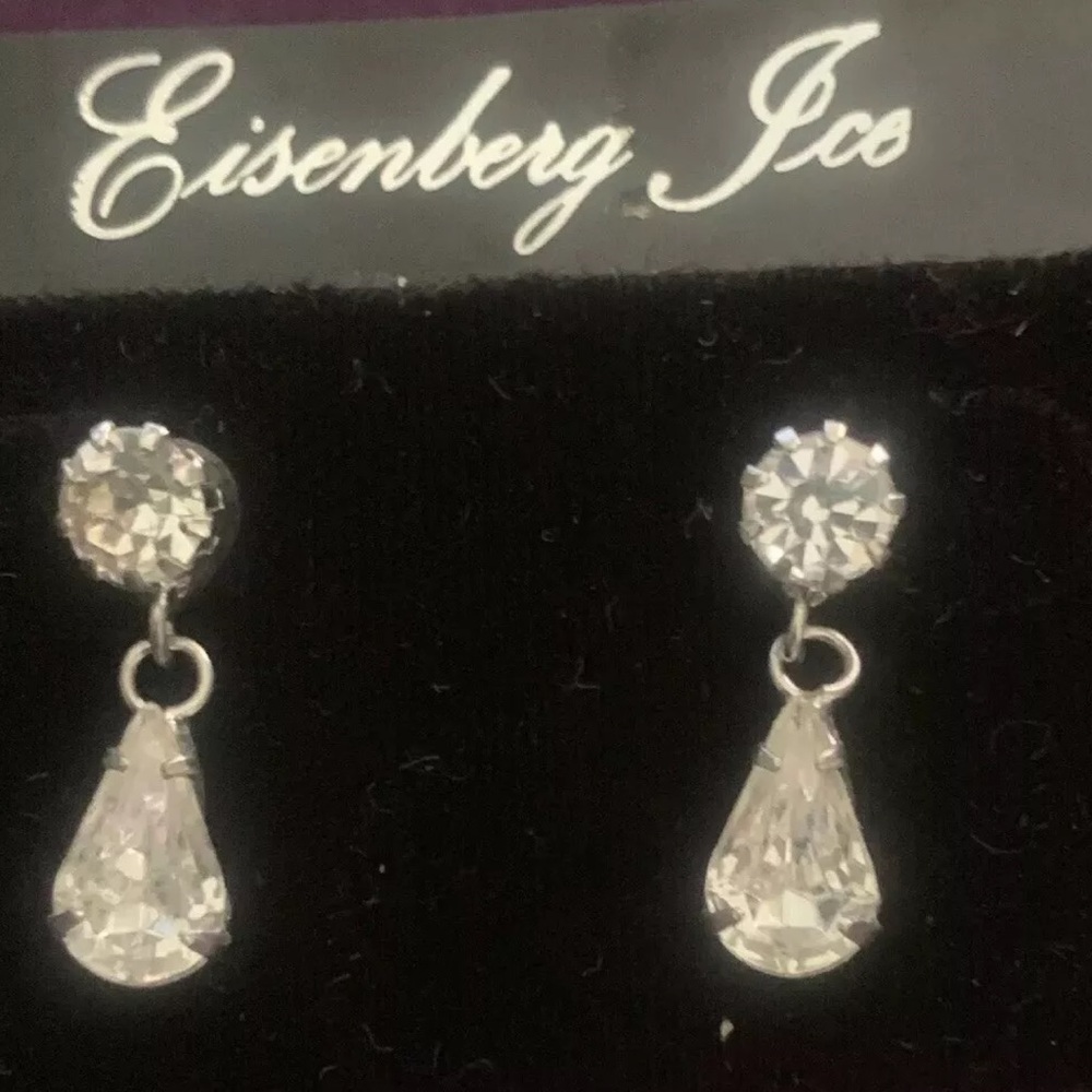 VTG Eisenberg Ice Drop Crystal Pierced Earrings